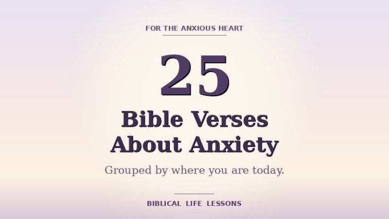 25 Bible Verses About Anxiety — calming lavender and cream featured image for a Biblical Life Lessons listicle grouped by emotional moment