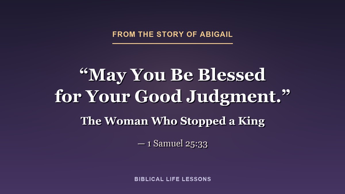 May you be blessed for your good judgment. 1 Samuel 25:33, from the story of Abigail in the Bible