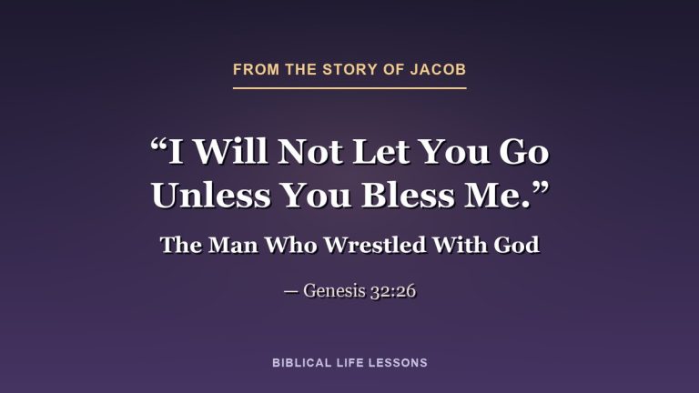I will not let you go unless you bless me. Genesis 32:26, from the story of Jacob in the Bible
